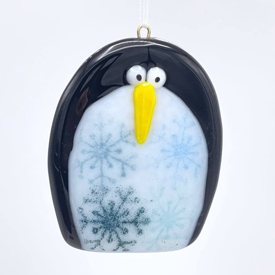 Fused Glass Penguin Decoration
