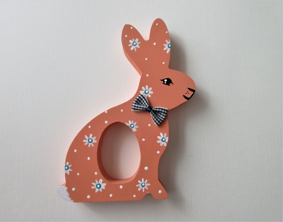 Easter Bunny Chocolate Egg Holder Wooden Hand Painted Rabbit