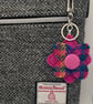Harris Tweed Flower Bag Charm Keychain Handmade Scottish Wool 