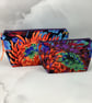 Floral makeup bag, Chrysanthemum zip bag, 2 size options, Handmade - Image 1