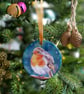 Ceramic robin ornament - hanging bird ornament, Christmas tree robin ornament  - Image 2
