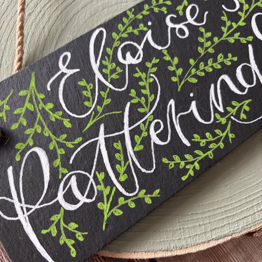 Personalised Hand Lettered Slate Rectangle, Garden Sign, Outdoor Slate