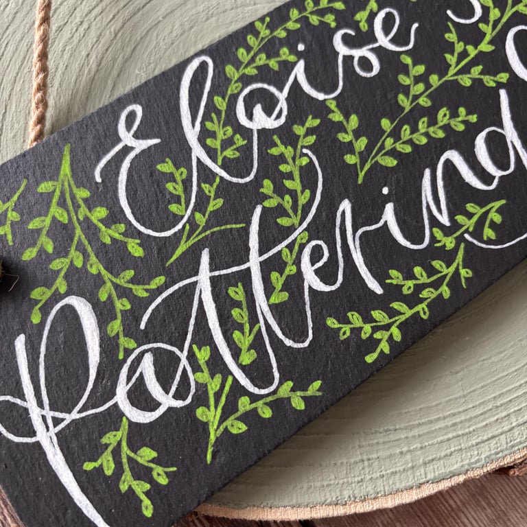 Personalised Hand Lettered Slate Rectangle, Garden Sign, Outdoor Slate