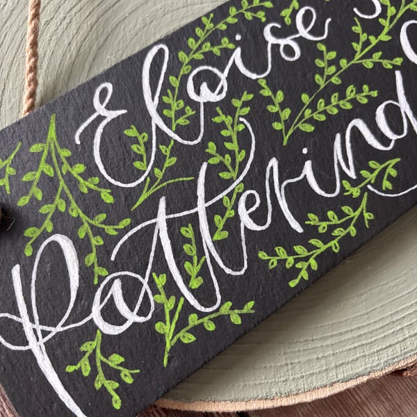Personalised Hand Lettered Slate Rectangle, Garden Sign, Outdoor Slate