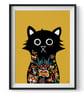 Tattoo Cat Wall Art Print, Tattoo Print, Tattoo Cat Print, Cat Print, Tattoo Art - Image 2