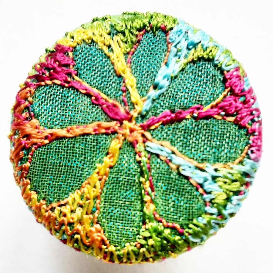 Buttons 1 inch button Hand Dyed Silks and Cottons Free Machine Embroidery Button