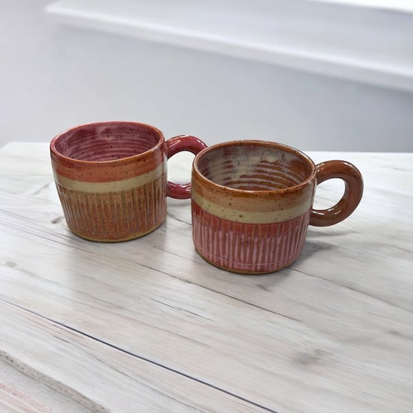 Handcrafted Set of 2 Mugs – Kimchi & Bougainvillea Glaze