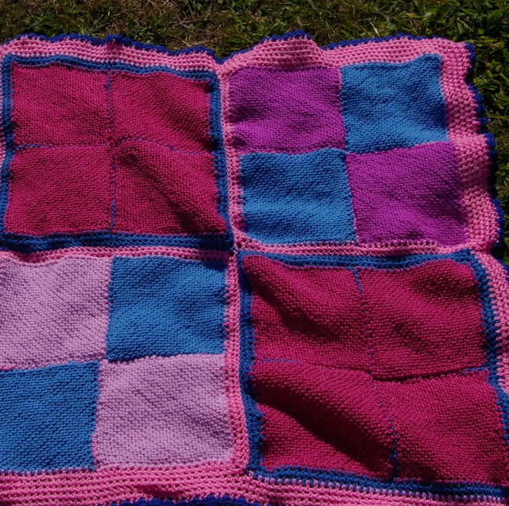 Baby Blanket in pinks and blues Folksy