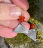 Oxidised Sterling silver triangle drop earrings with bright carnelian beads - Image 5