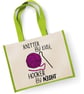 Knitter By Day Hooker By Night Large Shopper Canvas Bag Funny Rude Knitting Joke - Image 2