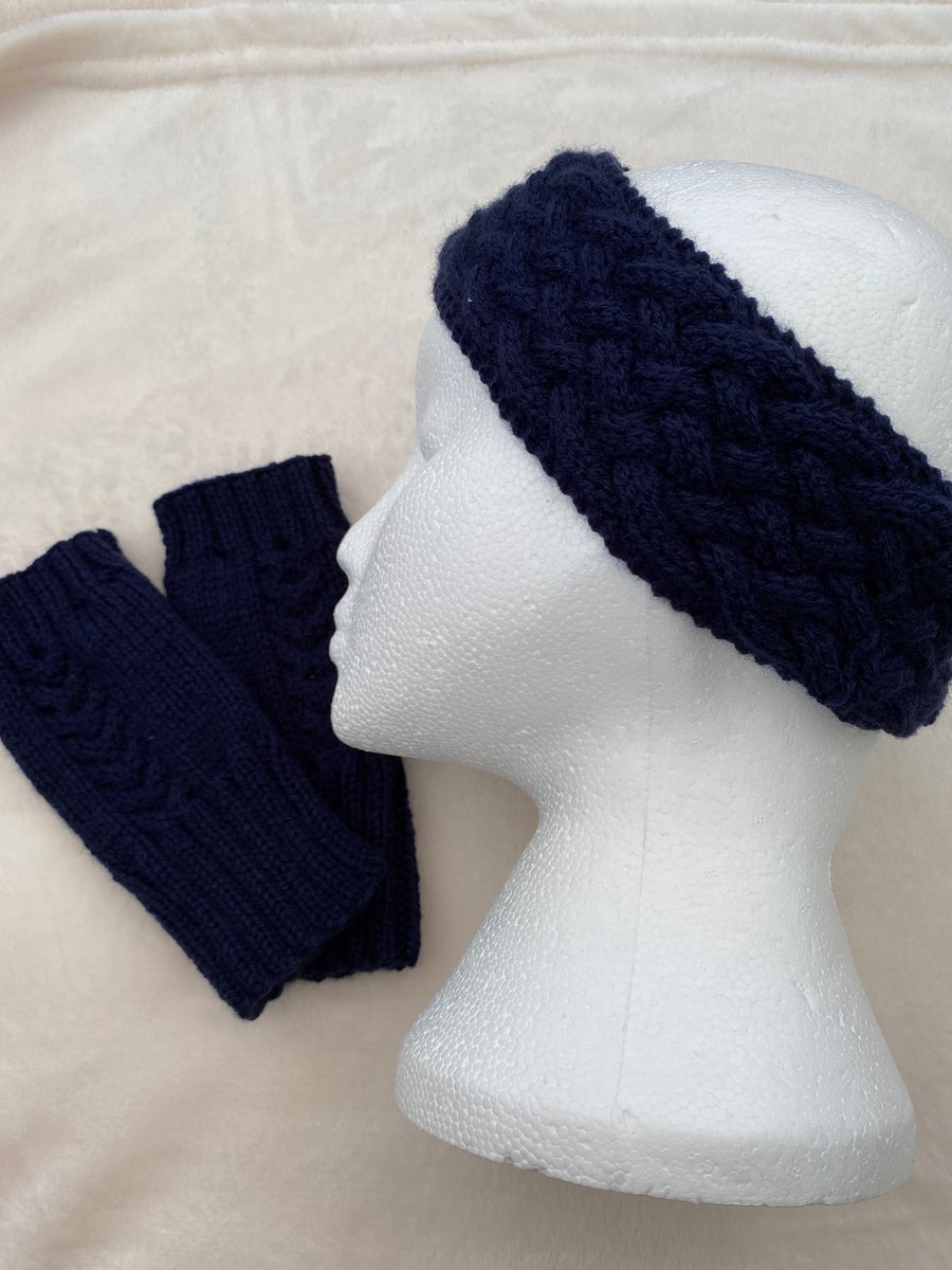 Ladies Fingerless Gloves & Headband 