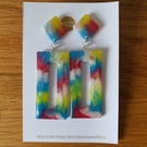 Colourful Retro Style Stud and Drop Earrings in Pearlescent Shades 