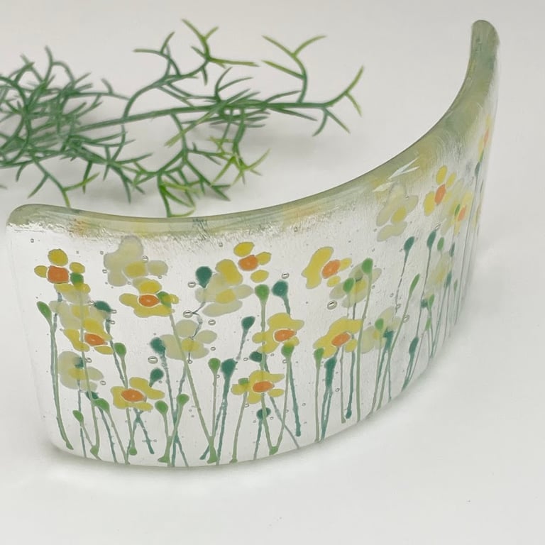 Fused glass Mini Curve - Daffodils & Narcissus