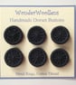 Dorset Buttons, Hand Crafted, Set of Six 2cm, Black