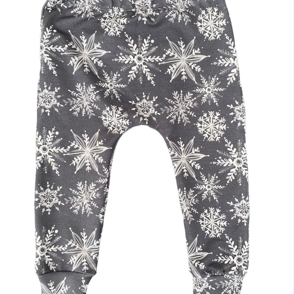 Grey Snowflake cuffed leggings - Made to order in sizes up to 6 years 