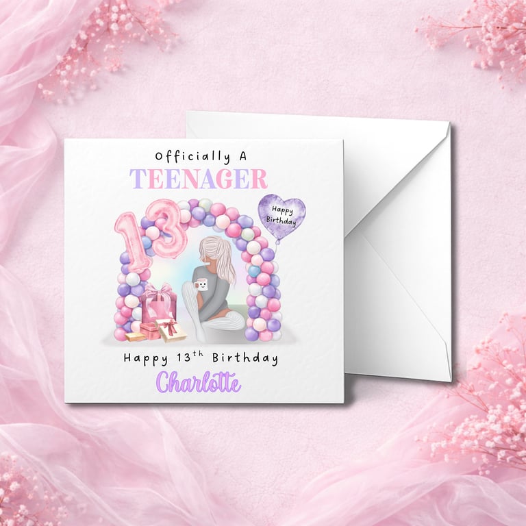 Personalised  Birthday Card, Cute Design, Custom Name, Son Daughter Kids Card