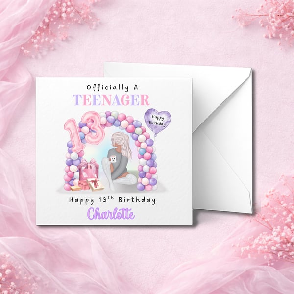 Personalised  Birthday Card, Cute Design, Custom Name, Son Daughter Kids Card