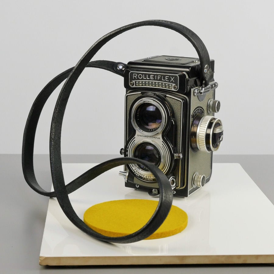 Black Leather Camera Strap, Slim Neck Strap 