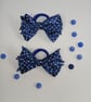 Pair of Satin Bow Hair Bands – Dark Blue with White Polka Dots, Stylish Idea - Image 3