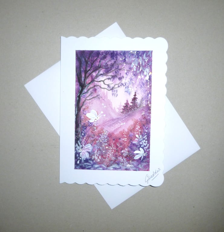 hand painted original art fantasy greetings card ( ref FA 401  G4 )