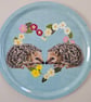 Hedgehogs in Primrose heart melamine tray, wildlife gift, serving tray - Image 9