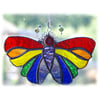 Butterfly Suncatcher Stained Glass Rainbow Handmade 
