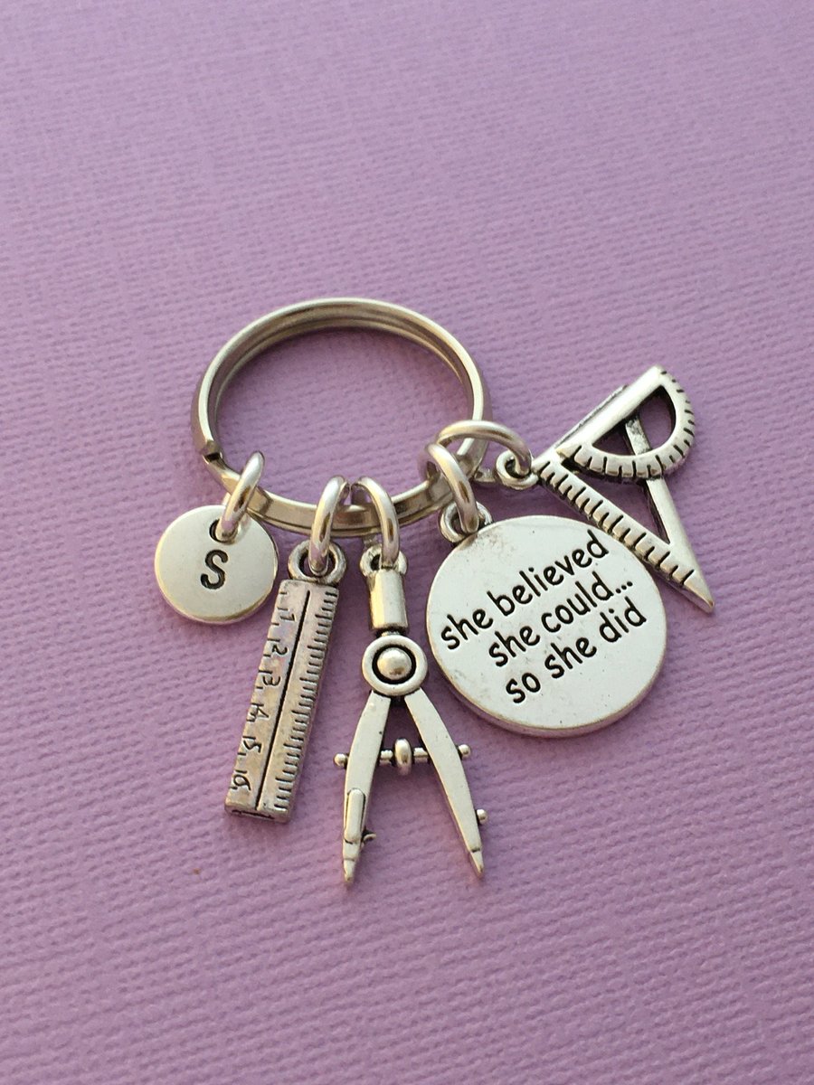 Personalised Silver Charm Architect Keychain