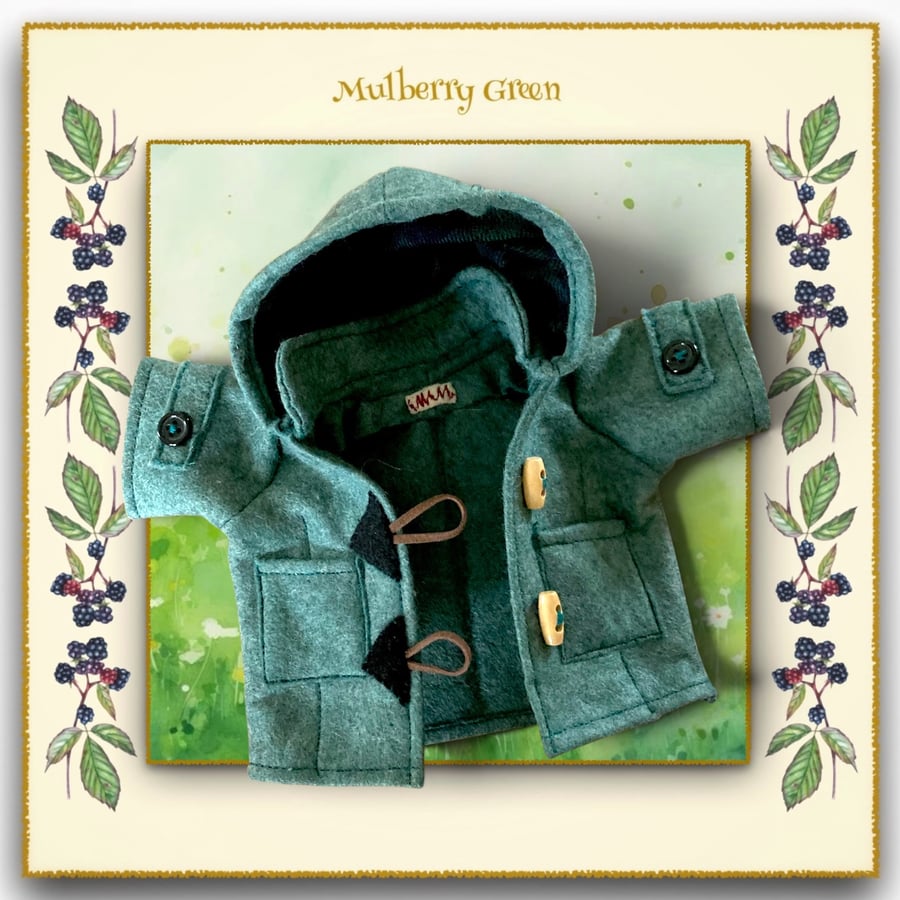 Forest Green Duffle Coat with a Tartan Lined Hood