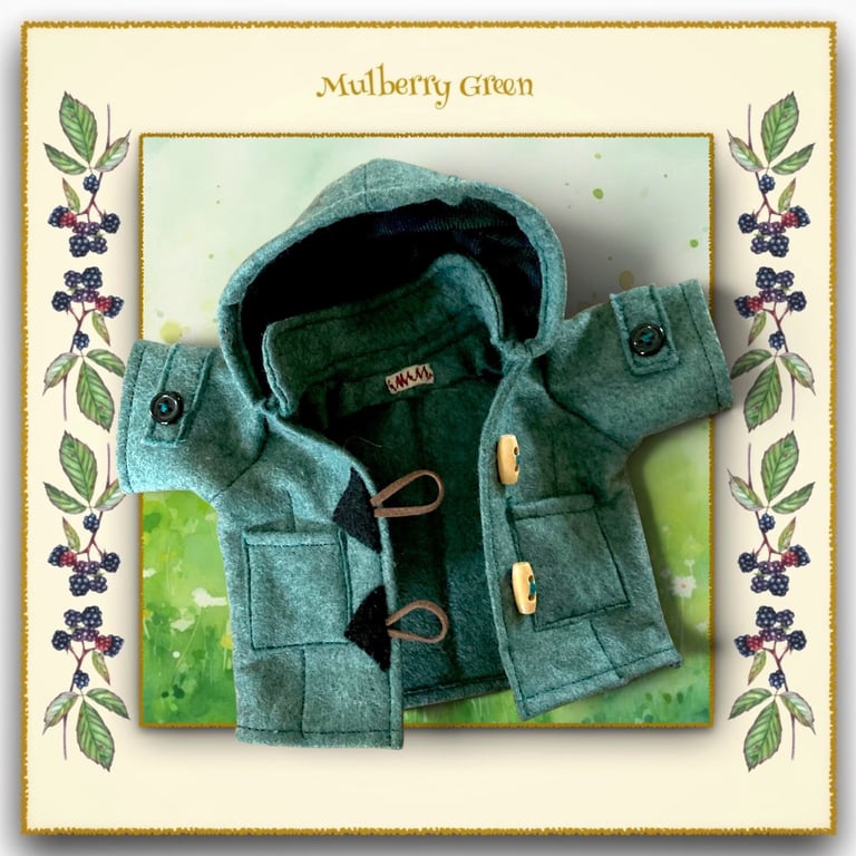 Forest Green Duffle Coat with a Tartan Lined Hood
