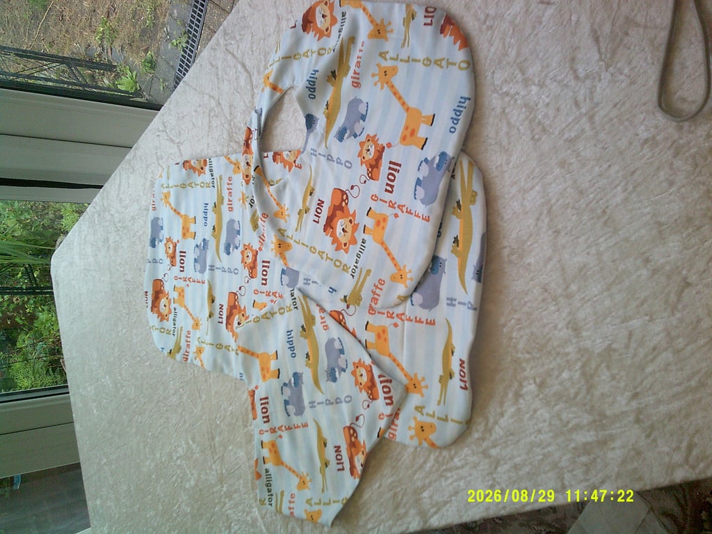 Burp Cloth, Bib and Dribble Bib Set with Safari Animals