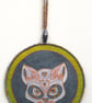 DDCMP02 Cat Skull Mandala Wall Hanging - 15cm diameter - Olive-Pewter-Silver - Image 2