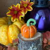 Tiny standing ceramic pumpkin decoration orange
