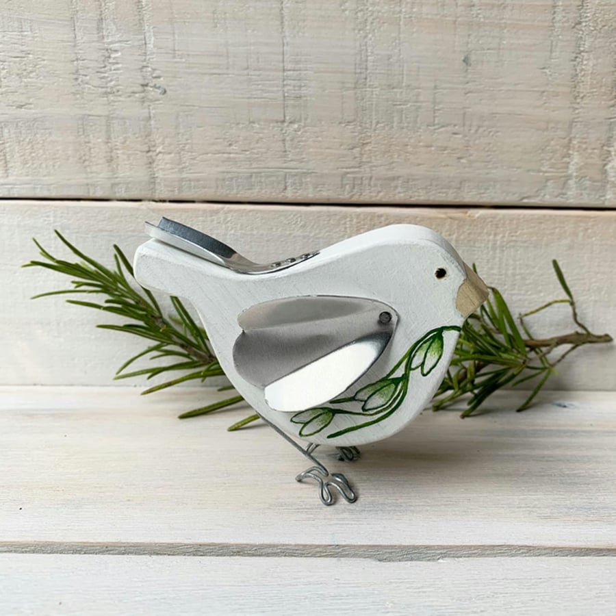 Handmade Wooden Snowdrop Bird Gift