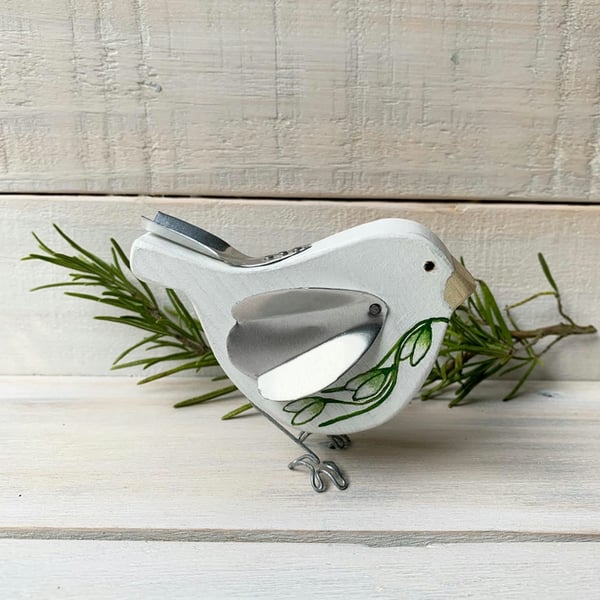 Handmade Wooden Snowdrop Bird Gift