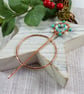 Copper Shawl Pin - Festive Wreath with Turquoise & Shell - Image 2