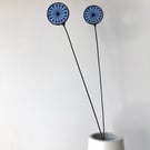 Stained Glass Dandelion Clock, Everlasting Handmade Wild Flower - Blue