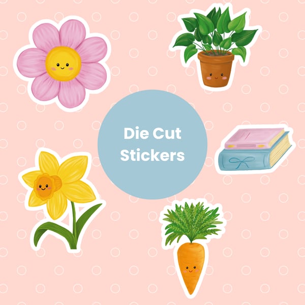 Vinyl Stickers Original Artwork - Cozy Spring Vibes, waterproof single stickers