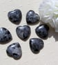 6 Black Labradorite Solid Gemstone Polished Hearts - 20mm - Chakra Crafting