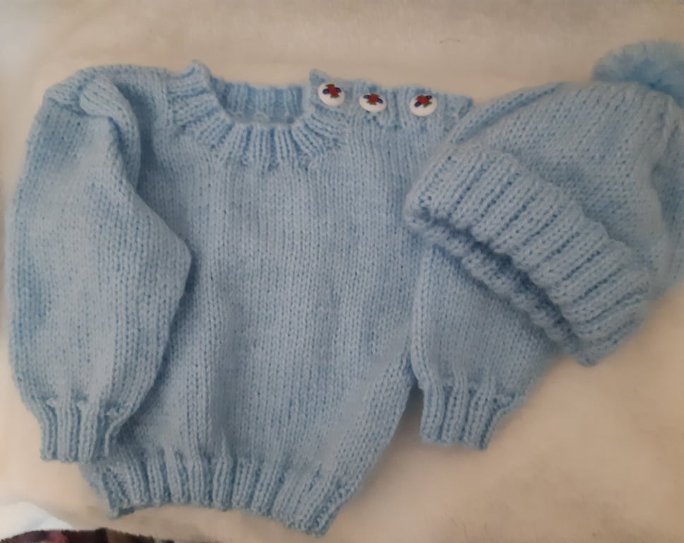 Baby Boys Jumper with matching Hat