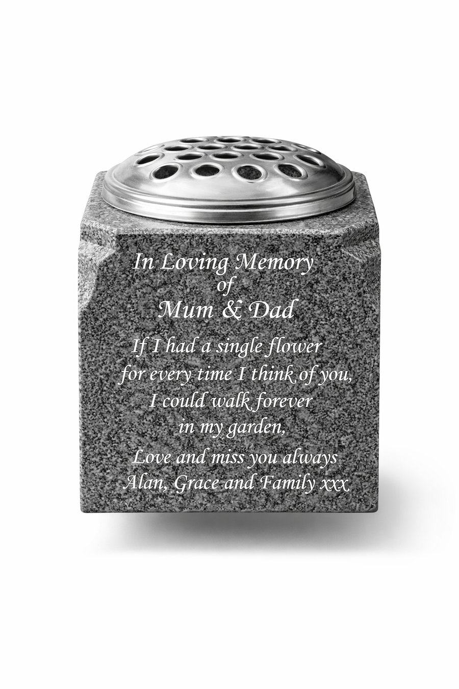 Personalised Granite Memorial Vase Grave rosebowl  Flower Cemetery Grave Vase