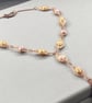 Cultured Pearl Copper Herringbone Y Lariat Necklace with Matching Earrings - Image 1