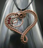 January Copper Heart Birthstone Pendant - Garnet - Siam Swarovski Crystal Beads - Image 3