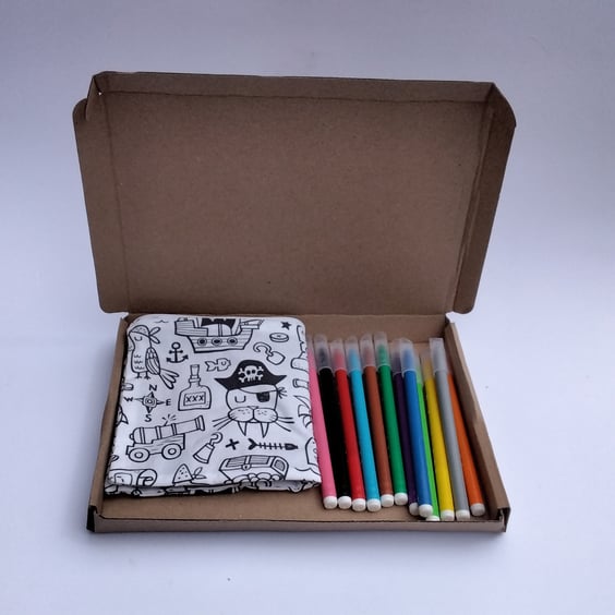 Pirate Pencil Case to colour, Letterbox gift