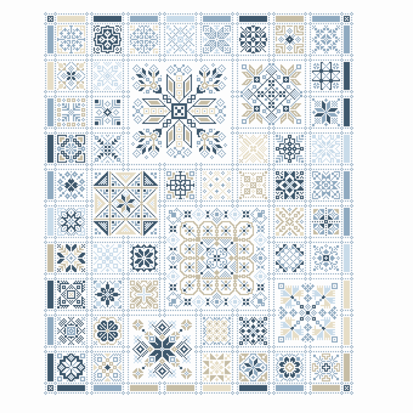 323 - Quaker Ackworth Medalion Winter Snowflake Sampler Folk Art cross stitch