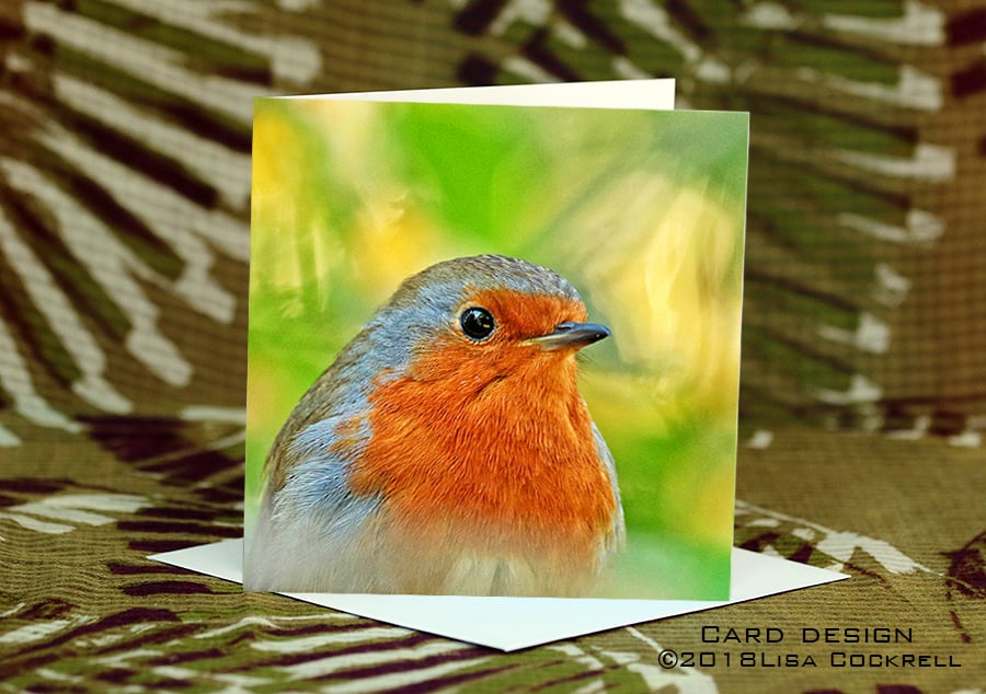 Exclusive Handmade Robin Swirl Greetings Card on Archive Photo Paper