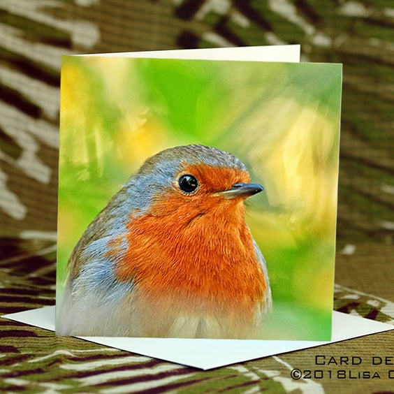 Exclusive Handmade Robin Swirl Greetings Card on Archive Photo Paper
