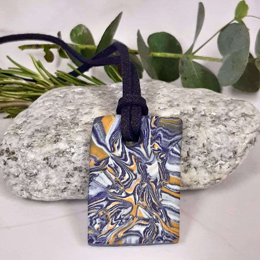 Polymer clay rectangular pendant