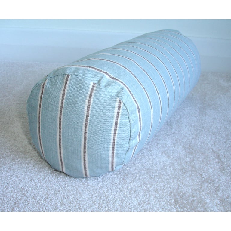 Bolster Cushion Cover 16" x 6" Round Cylinder Neck Roll Stripes Duck Egg Beige