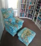 Monkeys Ochre Armchair Adult Chair Fryetts Mustard Fabric Animals Jungle Apes - Image 9