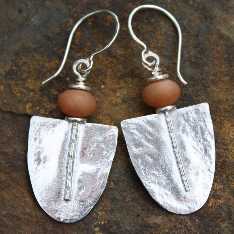 Silver and red aventurine Tribe earrings